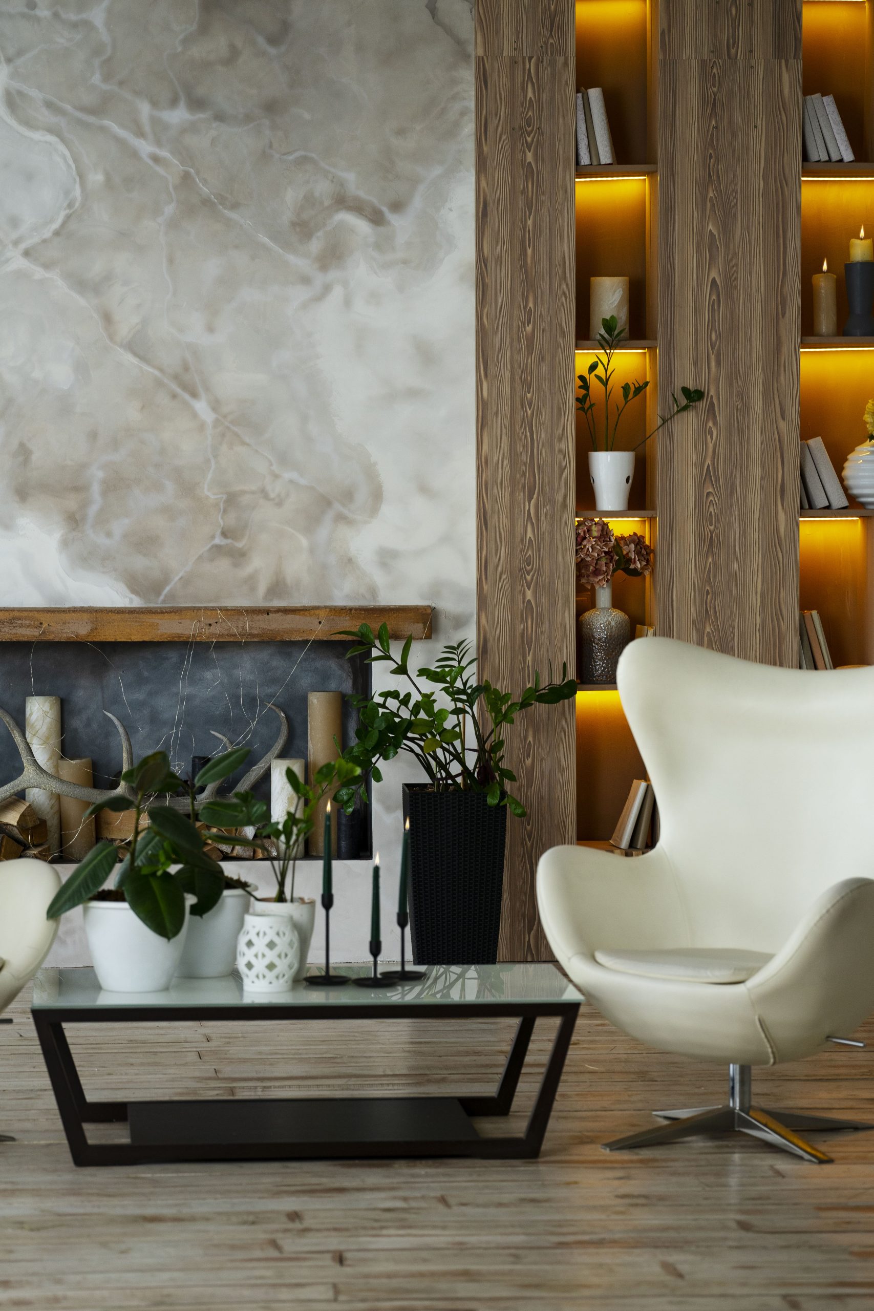 Home Interior with armchair View - Line And Build